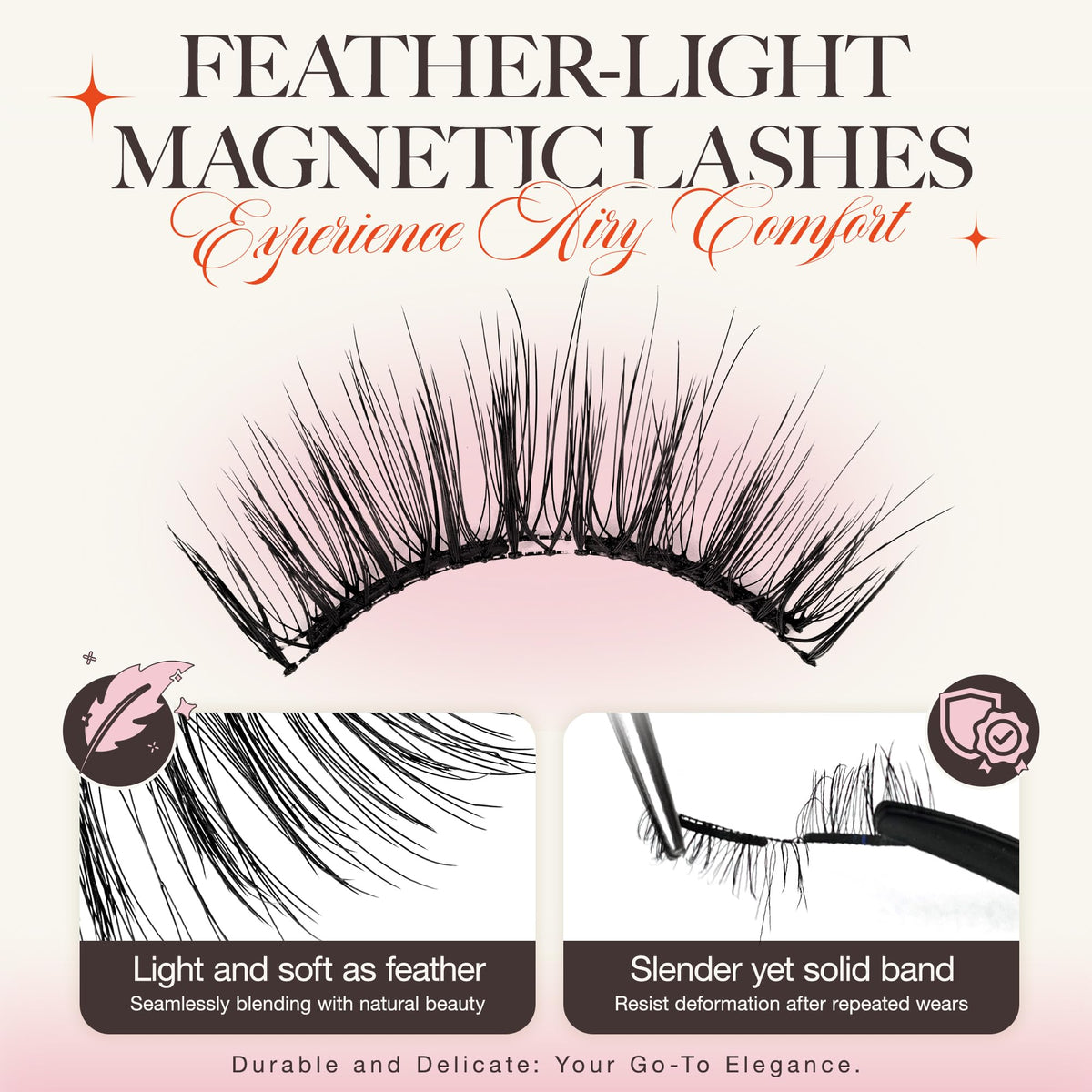 LASHVIEW soft comfort magnetic lashes resting on the eyelid for a light feel.