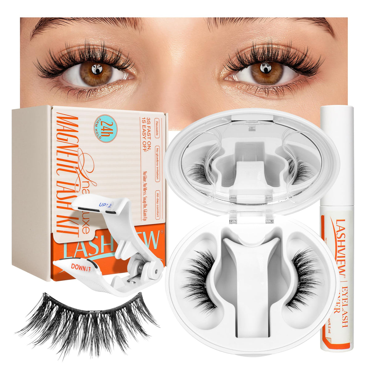 LASHVIEW YT15 magnetic lashes delivering instant anime doll-eye look.