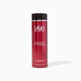 Lasio Hypersilk Shampoo bottle showcases keratin care benefits.