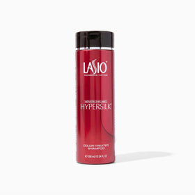 Lasio Keratin-Infused Hypersilk Shampoo bottle highlighting color protection and shine