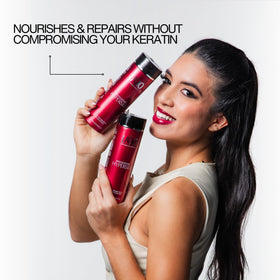 Lasio Keratin Replenishing Conditioner label close-up highlighting keratin and cupuaçu