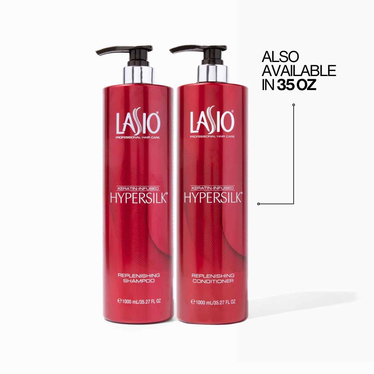 Lasio replenishing conditioner tube with amber extract for detangling and frizz control.