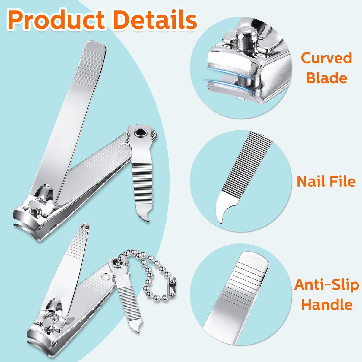 Lasnten large toenail clippers with file designed for tougher nails.
