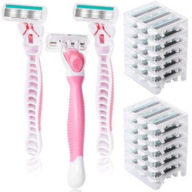 Lasnten 6-blade women's razor with pink handle for a smooth shave