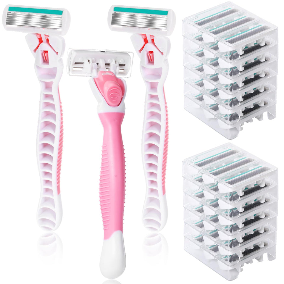 Lasnten 6-blade women's razor with pink handle for a smooth shave