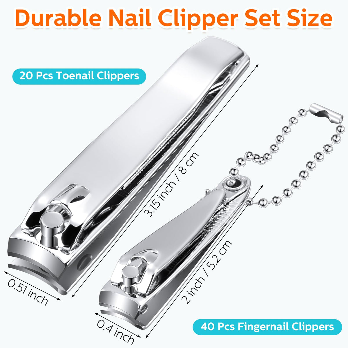 Lasnten small nail clippers with file and chain for precise trims.