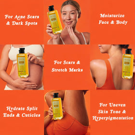 LAST TOUCH Stretch Mark Oil packaging shows 5.07 oz and dermatologist-tested.