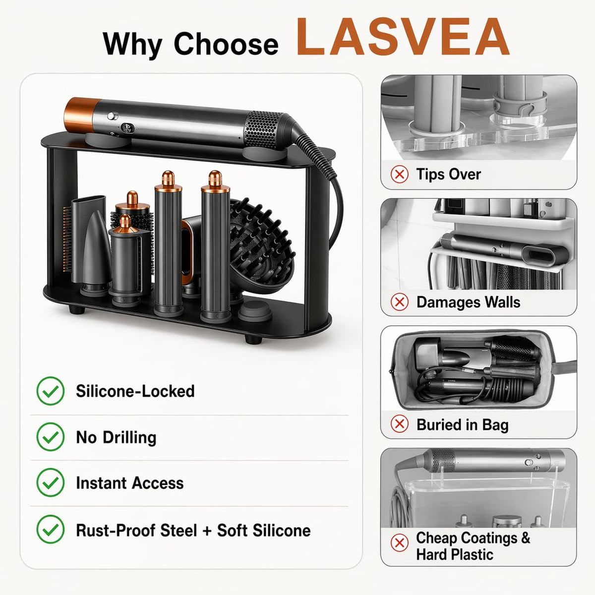 Lasvea self-adhesive hook enables cable management and quick setup