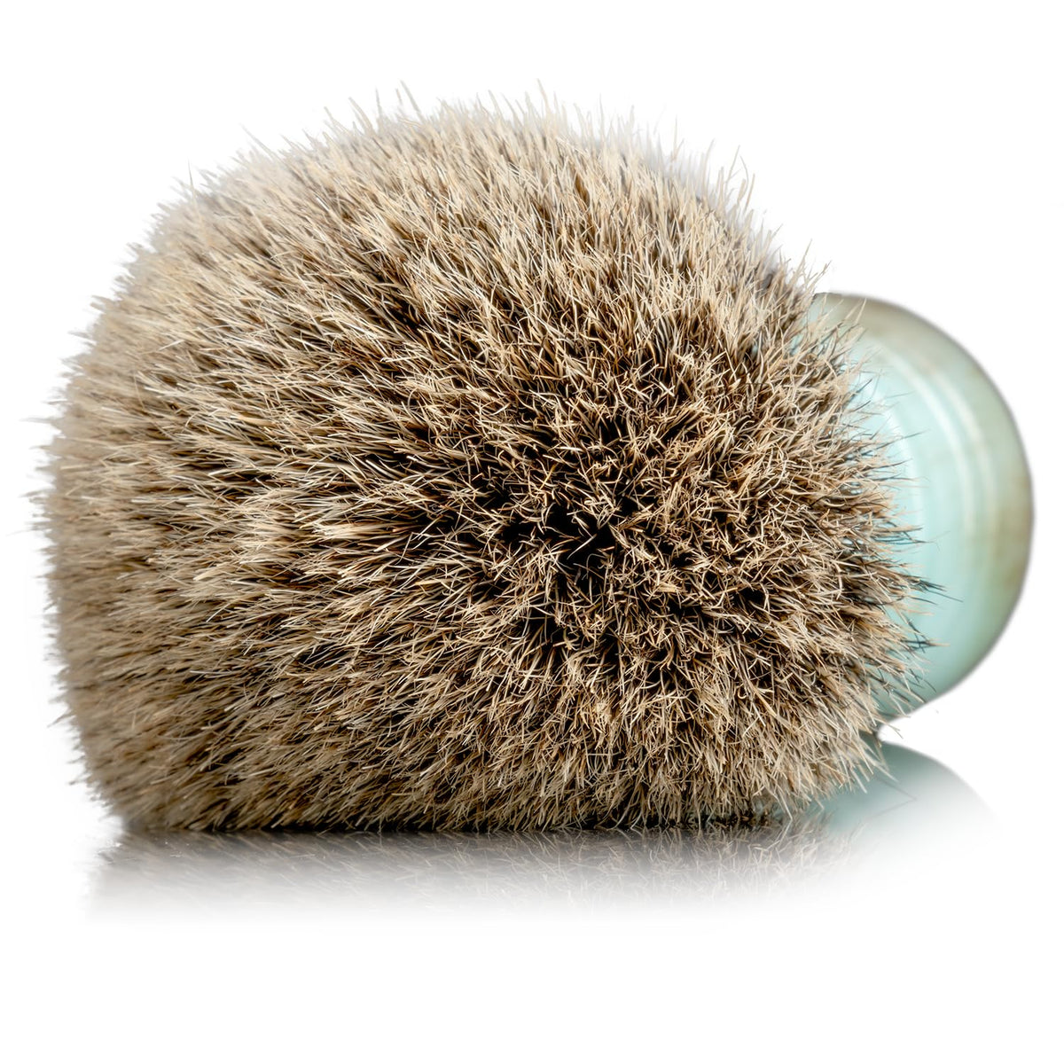 Badger hair bristles close-up showing dense fibers for effortless lathering