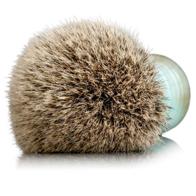 Badger hair bristles close-up showing dense fibers for effortless lathering