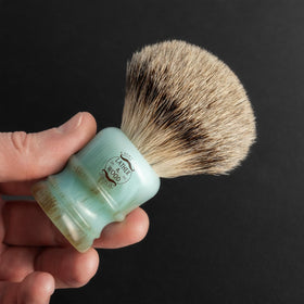 Blue agate resin handle design by Lather & Wood adds elegance and control