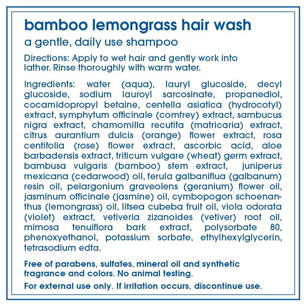 LATHER Bamboo Lemongrass Conditioner bottle showing detangles and hydrates hair.