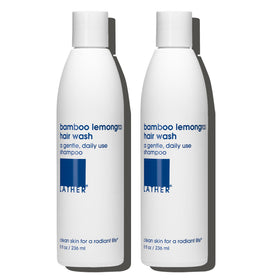 LATHER Bamboo Lemongrass Hair Wash two-pack bottles for daily cleansing