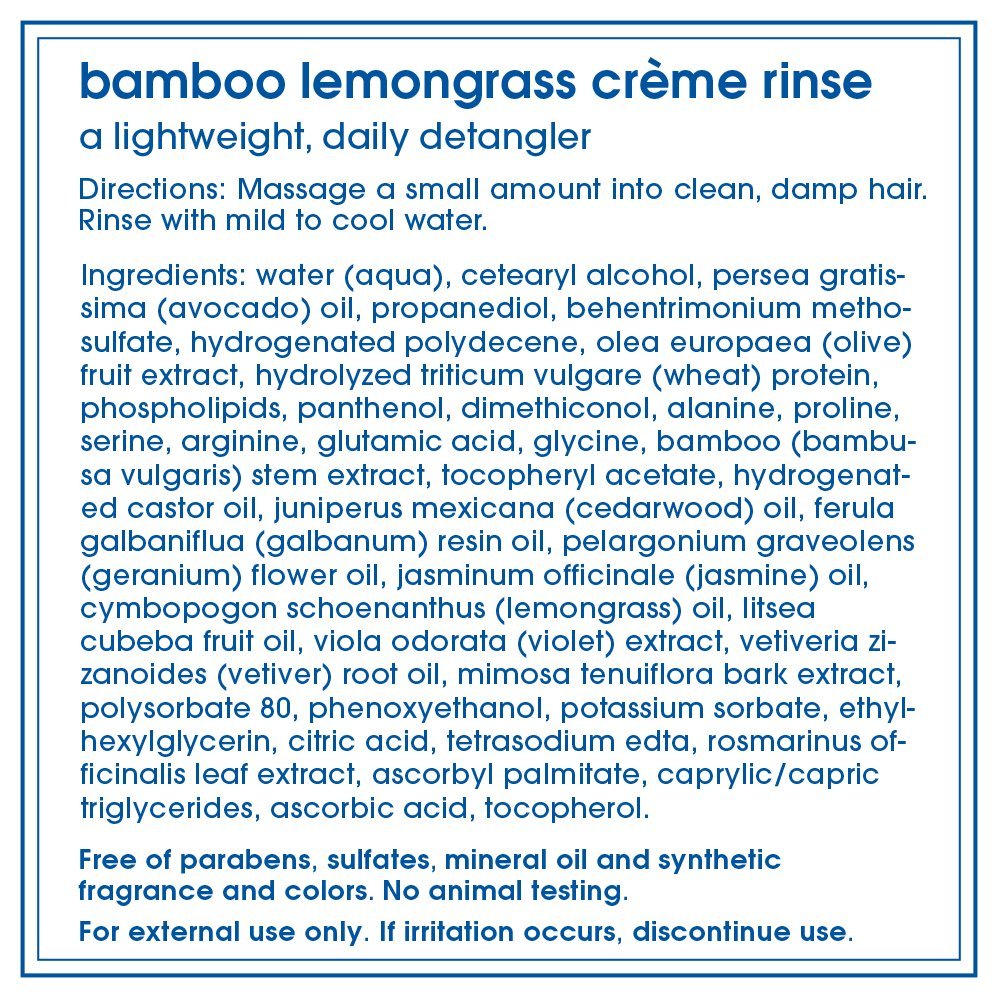 LATHER Bamboo Lemongrass Shampoo close-up highlighting natural ingredients like lemongrass.