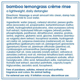 LATHER Bamboo Lemongrass Shampoo close-up highlighting natural ingredients like lemongrass.