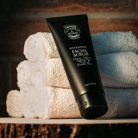Lather & Wood men's skincare routine image suggests prepping for a closer shave.