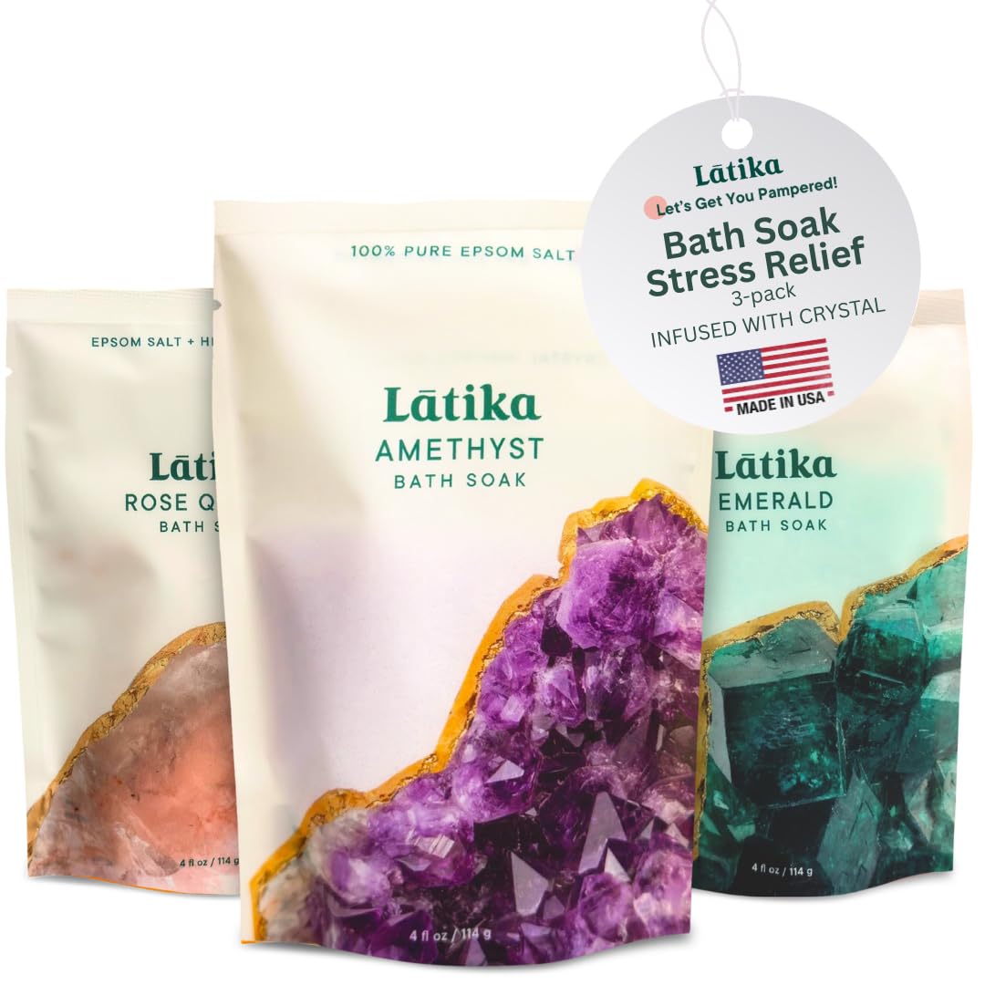 Latika Geode bath soak Amethyst in a calming bath for relaxation.