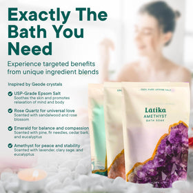 Latika Geode bath soak Emerald shown for a spa-like experience.