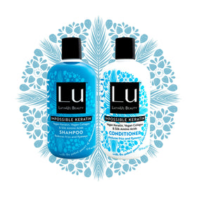 LATINUS Lu shampoo bottle shows frizz control for humid weather