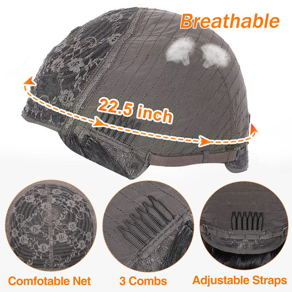 Lativ Body Wave wig with bangs 16inch cap and bangs detail for quick styling