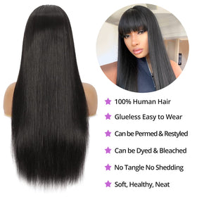Lativ wig bangs straight closeup soft silky texture ideal for natural everyday wear.
