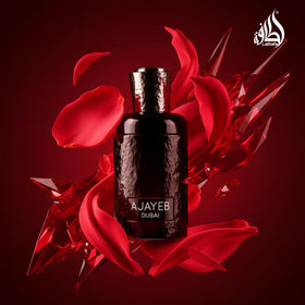 Lattafa Ajayeb Dubai EDP packaging box displayed for gifting