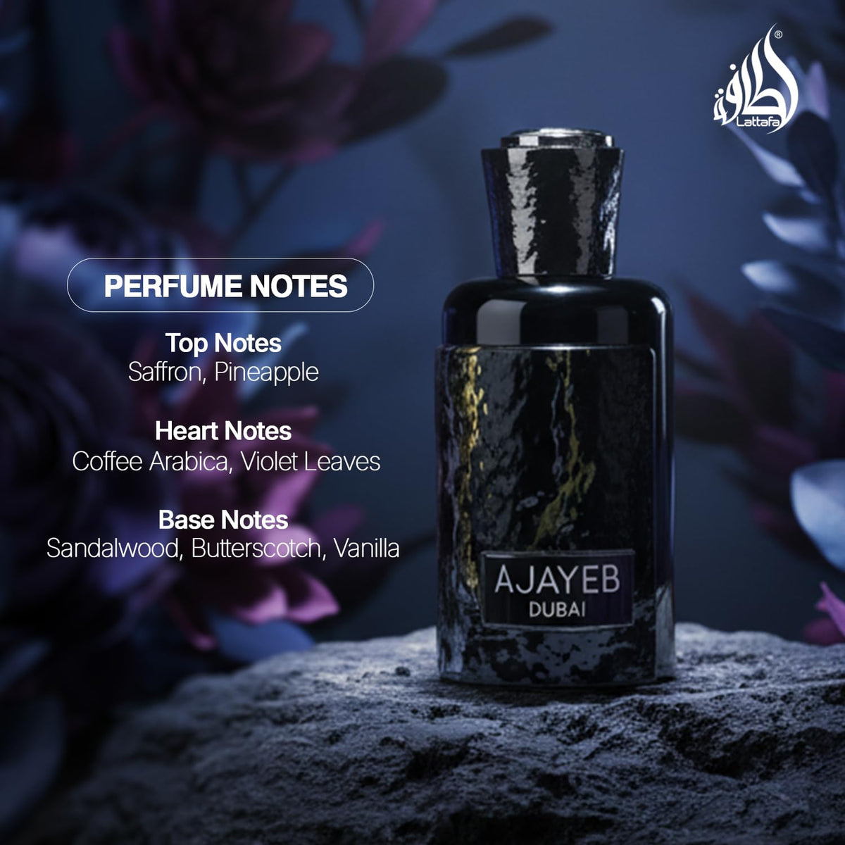 Lattafa Ajayeb Dubai EDP top notes saffron and pineapple scent preview