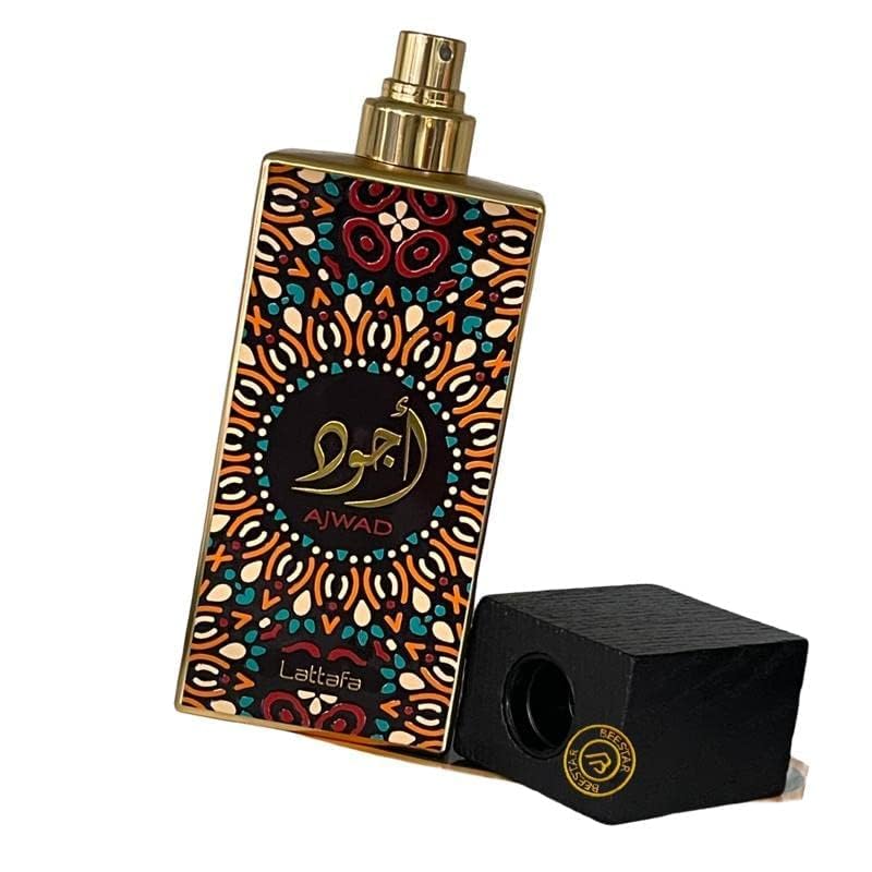 Lattafa Ajwad rose and fruity heart notes deliver romantic, versatile wear.
