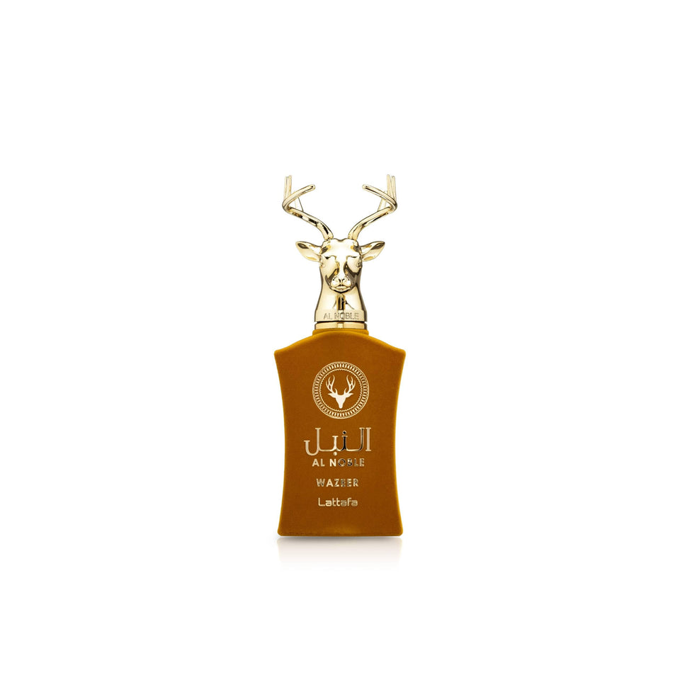 Lattafa Al Noble Wazeer bottle front displaying elegant design for daily luxury