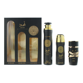 Lattafa Asad gift set packaging, ideal for gifting and shelf appeal.