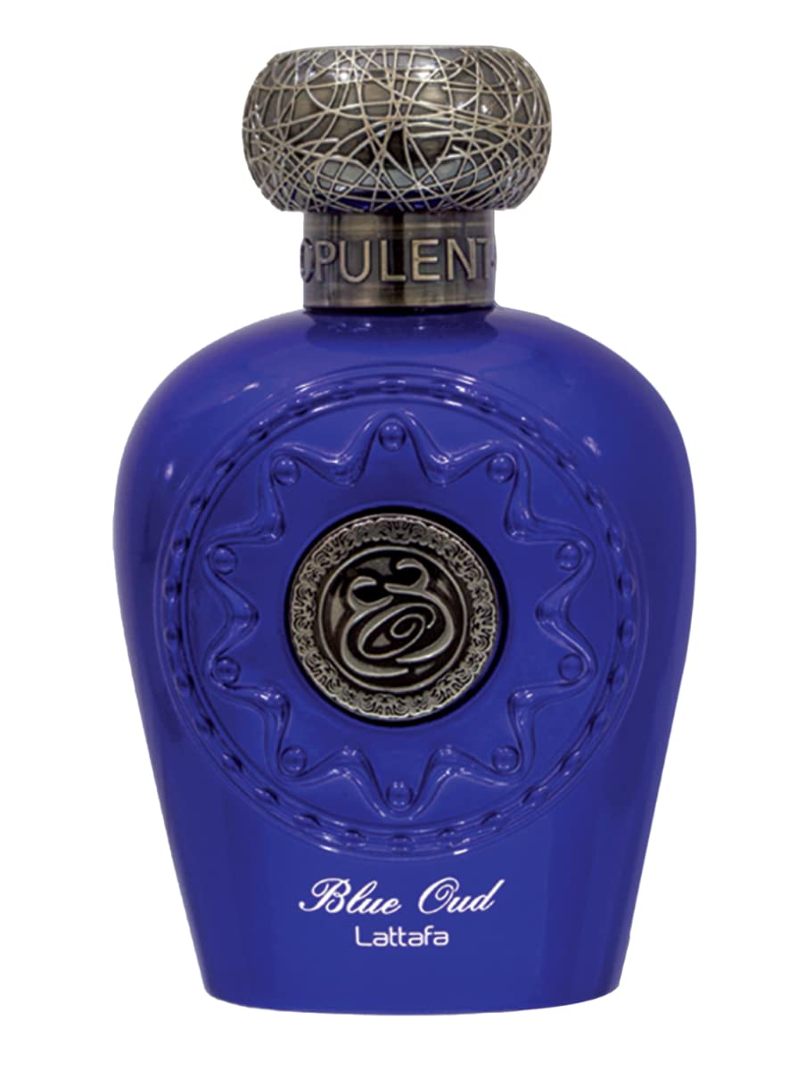 Lattafa Blue Oud bottle front view for daily wear.