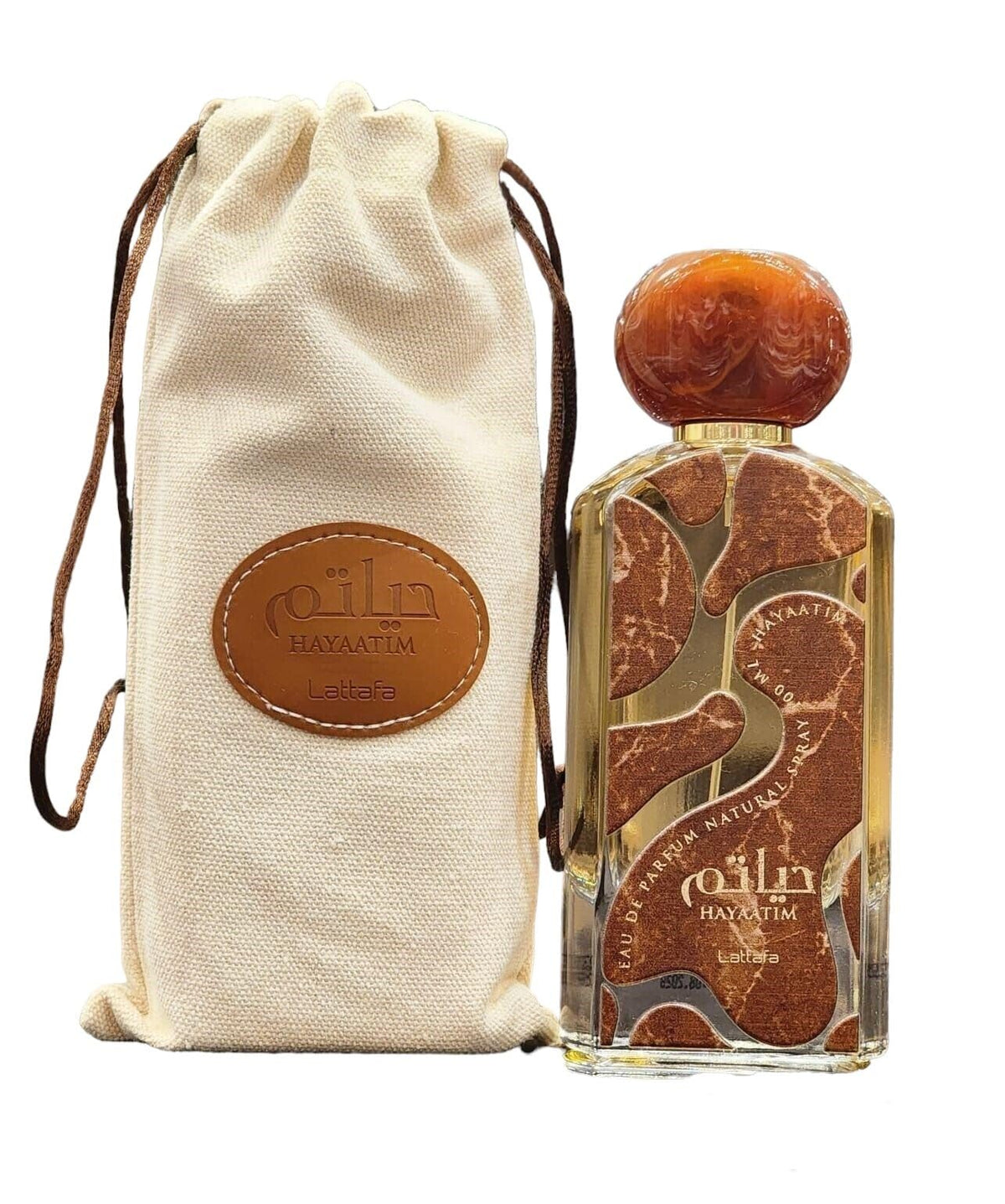 Lattafa Hayaatim Eau de Parfum spray bottle for unisex, versatile daily scent.