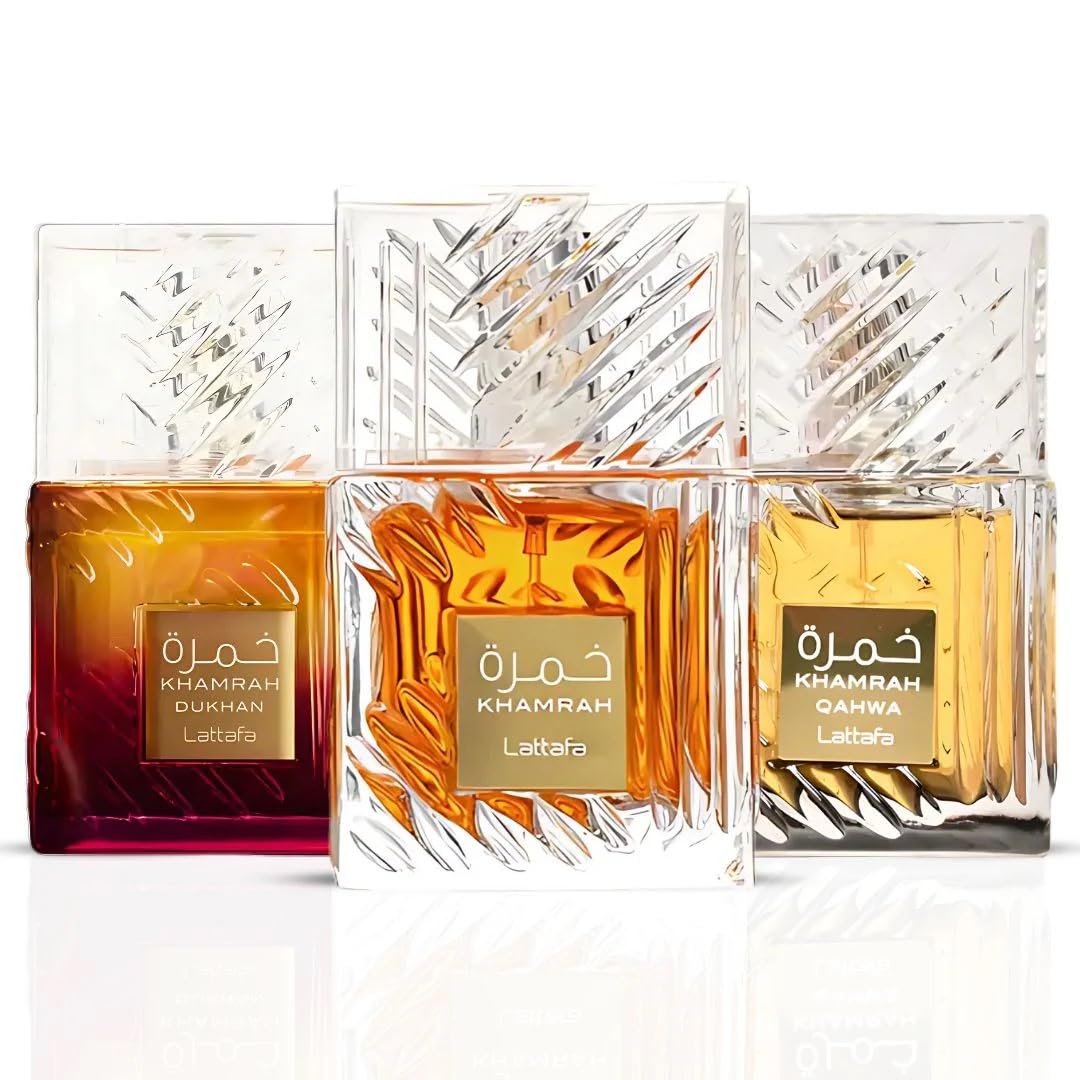 Lattafa Khamrah trio bottles with 100ml each for all-day, versatile wear