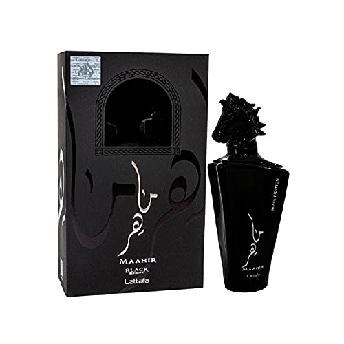 Lattafa Maahir Black Edition spray nozzle, even mist ideal for daily use.