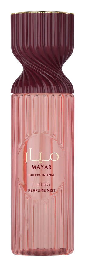 Lattafa Mayar Cherry Intense bottle showing a cherry gourmand scent for evenings.