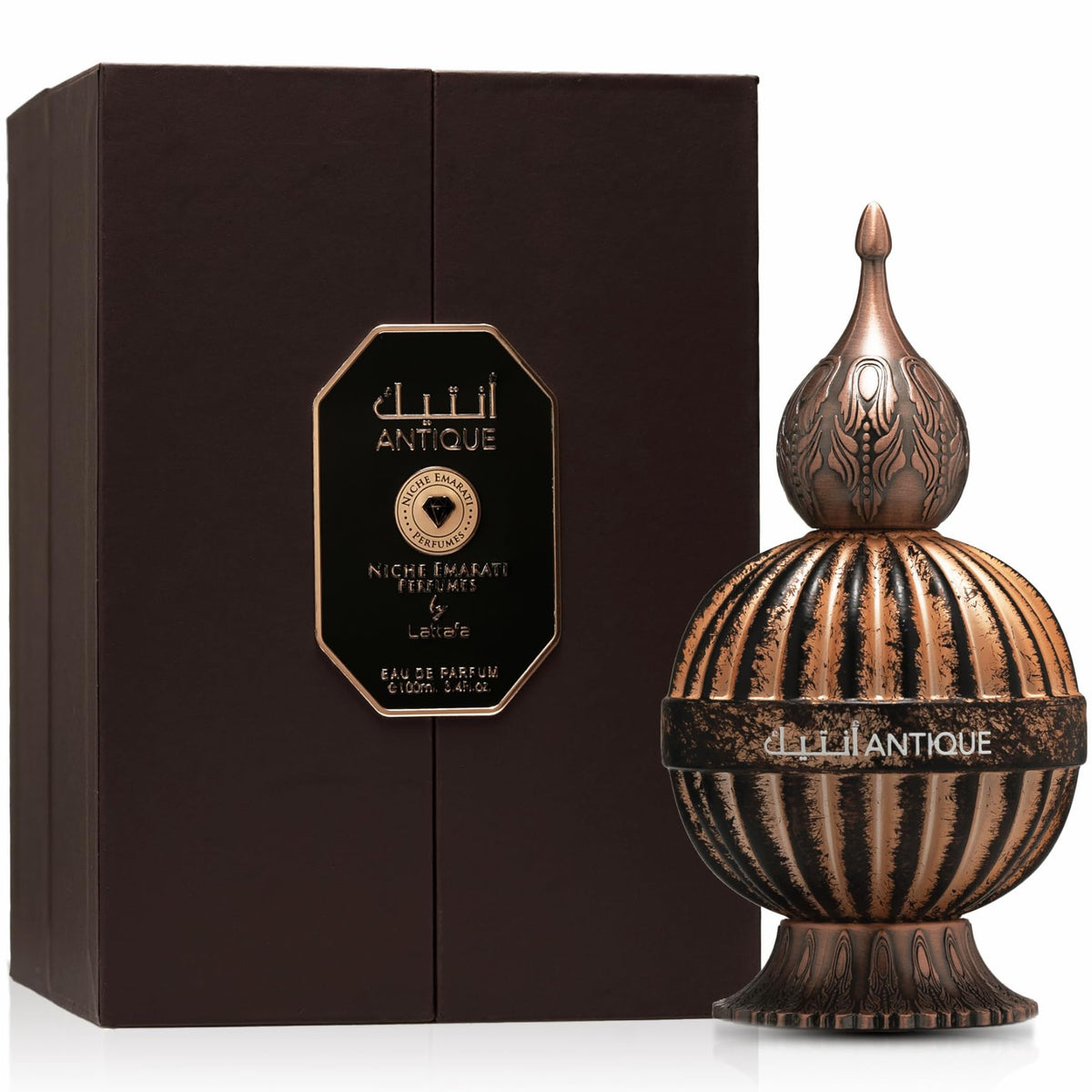 Lattafa Niche Emarati Antique scent notes show a gourmand-woody profile for evening wear