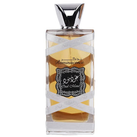 Lattafa Oud Mood Reminiscence bottle front view showcasing long-lasting unisex fragrance