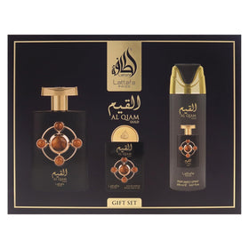 Lattafa Pride Al Qiam Gold EDP bottle close-up for premium evening fragrance.