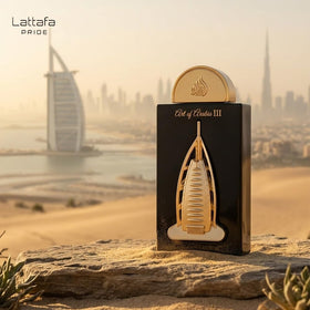 Lattafa Pride Art Of Arabia III base-notes close-up with vanilla-warm finish