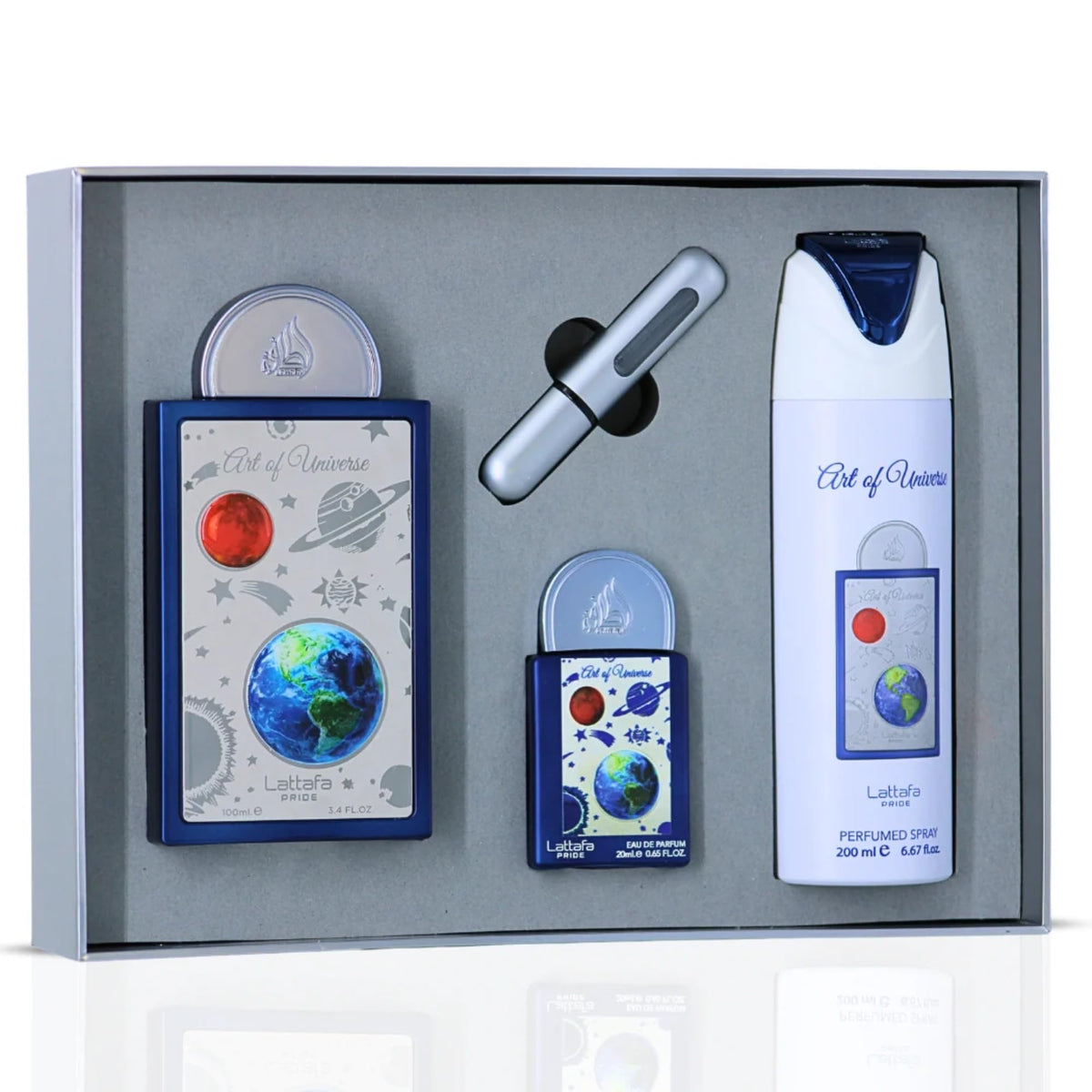 Lattafa Pride Art of Universe travel-size bottle for on-the-go fragrance