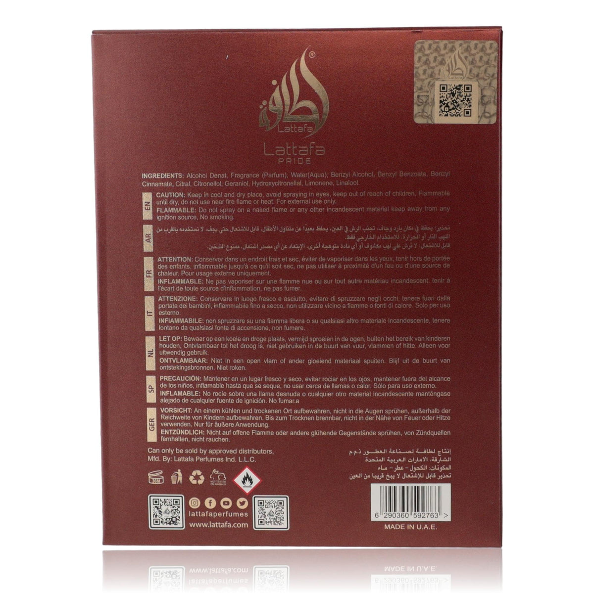 Lattafa Pride Art of Wood packaging box, ideal for gifting occasions