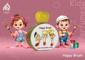 Lattafa Pride Happy Brush for Kids packaging highlights vibrant, kid-friendly design and fragrance.