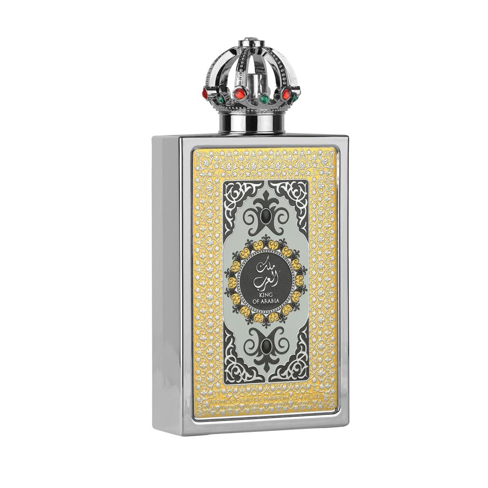 Lattafa Pride King of Arabia top notes with bergamot and raspberry offering a fresh start.