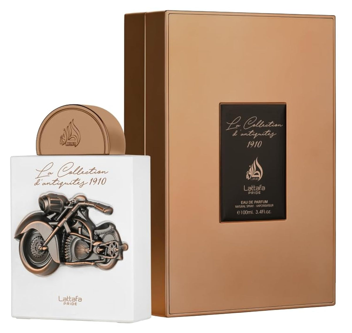 Lattafa Pride 1910 bottle, elegant unisex fragrance for daily wear.