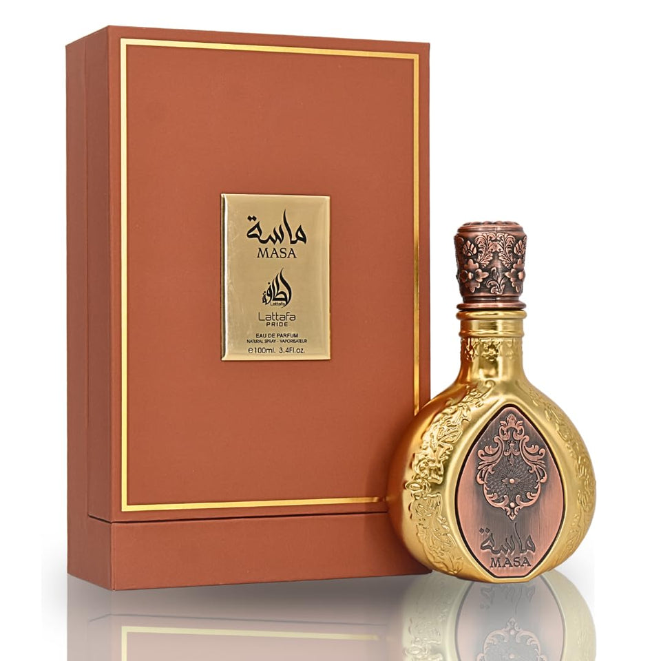 Lattafa Pride Masa bottle front, perfect for daytime wear