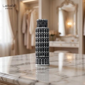 Lattafa Pride Pisa full product view hints at balanced citrus, cedar, and amber accord.