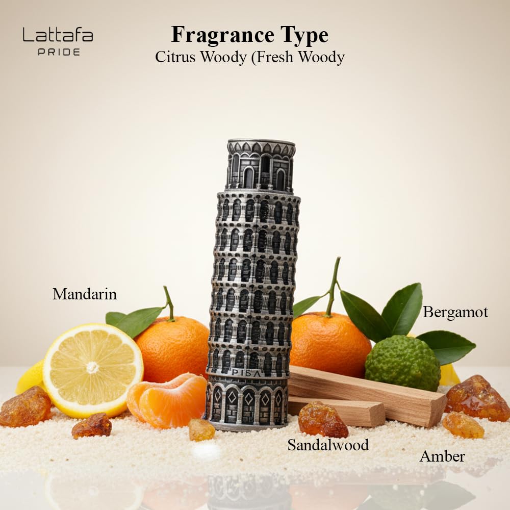 Lattafa Pride Pisa mist spray demonstrates easy application for long-lasting aroma.