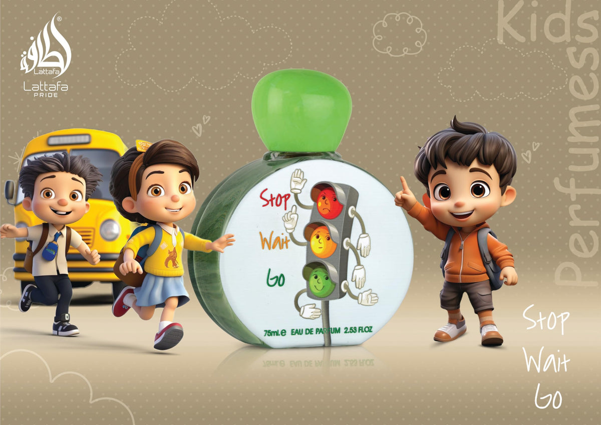 Lattafa Pride Stop Wait Go for Kids packaging, gift-ready box for joyful occasions.