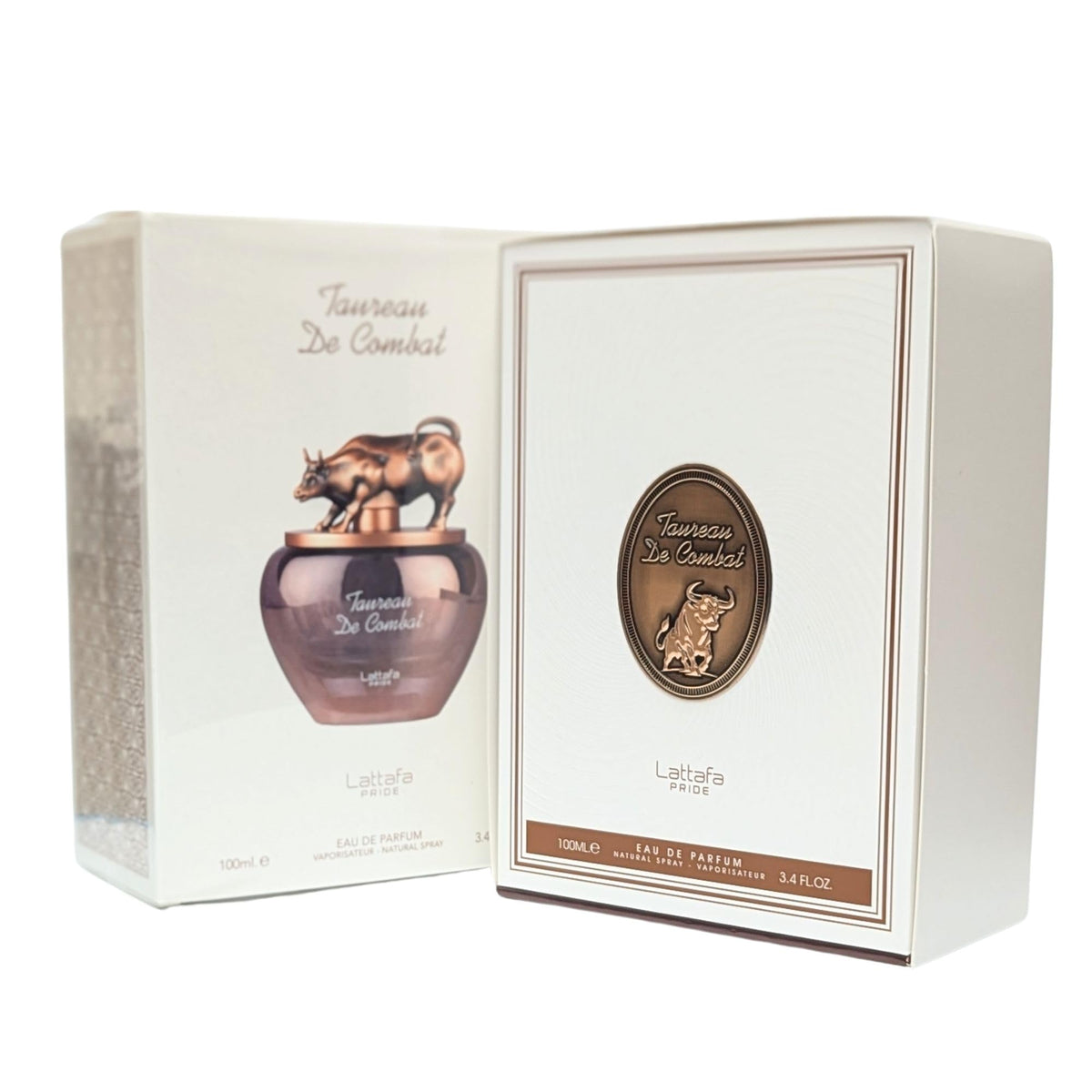 Lattafa Pride Taureau De Combat packaging image highlights elegant bottle design