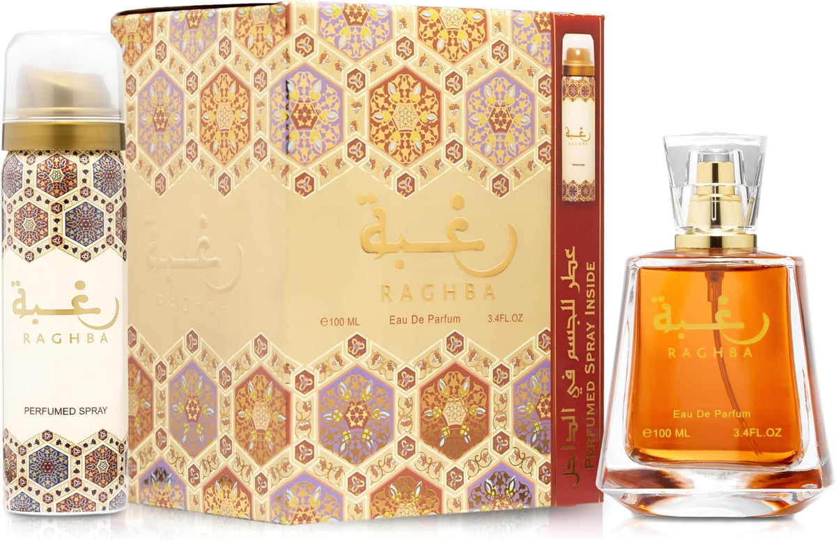 Lattafa Raghba perfumed deodorant spray for on-the-go freshness